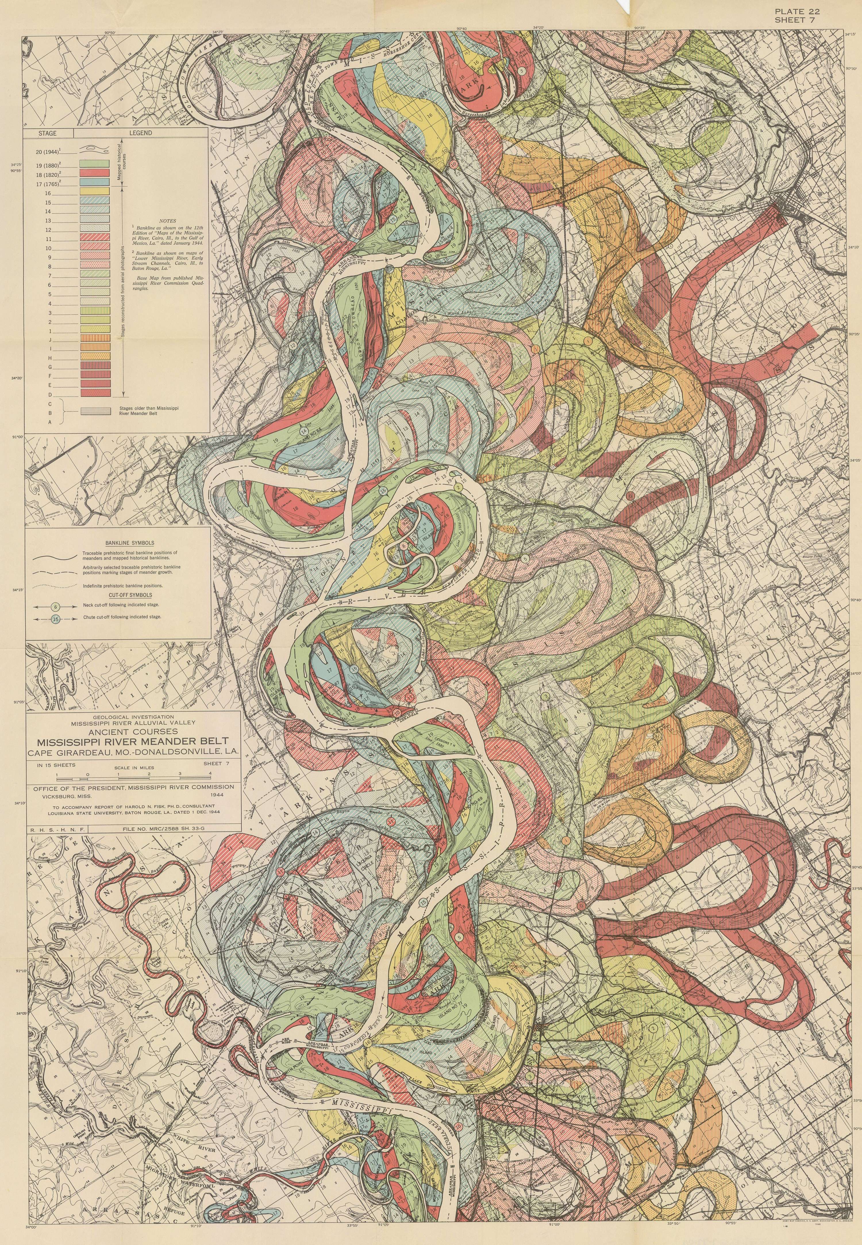 “Alluvial Valley of the Lower Mississippi River by Harold Fisk, 1944” courtesy of Atlas of Places